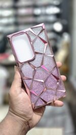 Geometric Soft Glossy Transparent Case With Solid Glitter Paper !!! 😍 - Image 2