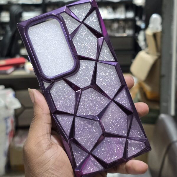 Geometric Soft Glossy Transparent Case With Solid Glitter Paper !!! 😍