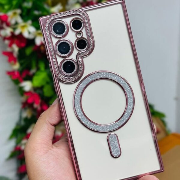 Transparent Glitter Magsafe Stone Case With Attached Glitter Lens Protector 🥰